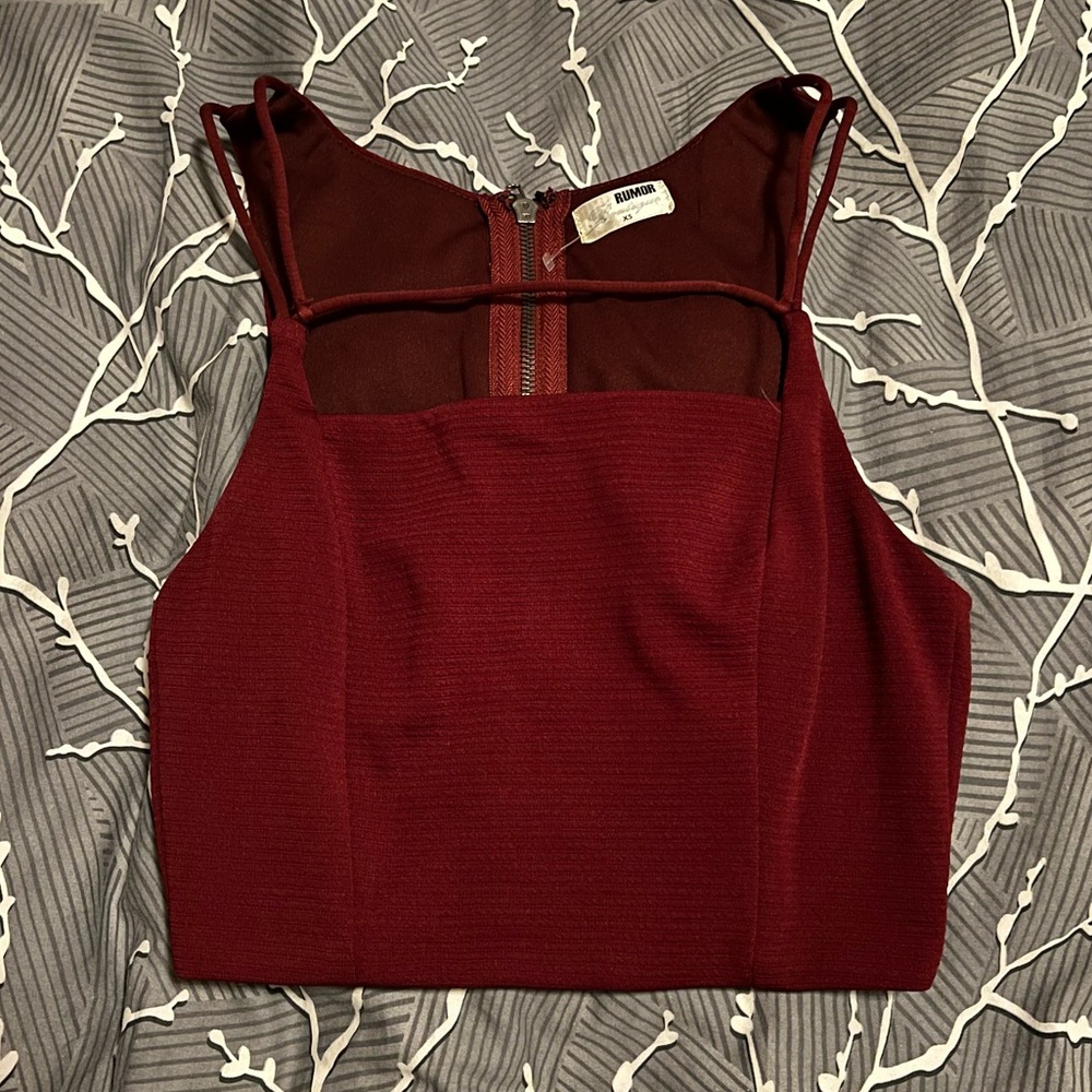 LF Rumor Boutique Burgundy Strappy Crop Top